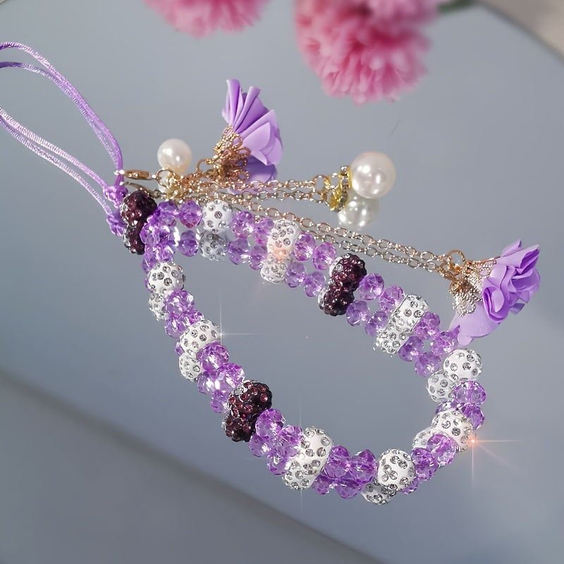 Fashionable Universal Phone Accessory With A Short Crystal Chain, Pure Phone Case, Pendant, And Wrist Strap